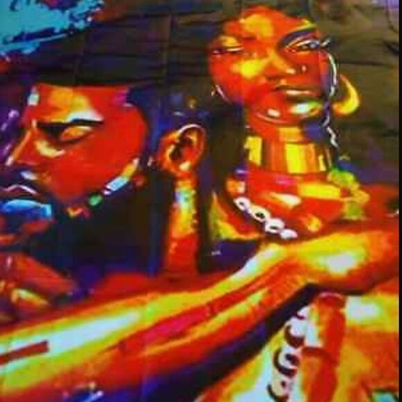 NWOT Digital Afrocentric Man and Woman Shower Curtain 72X72 - Picture 1 of 6